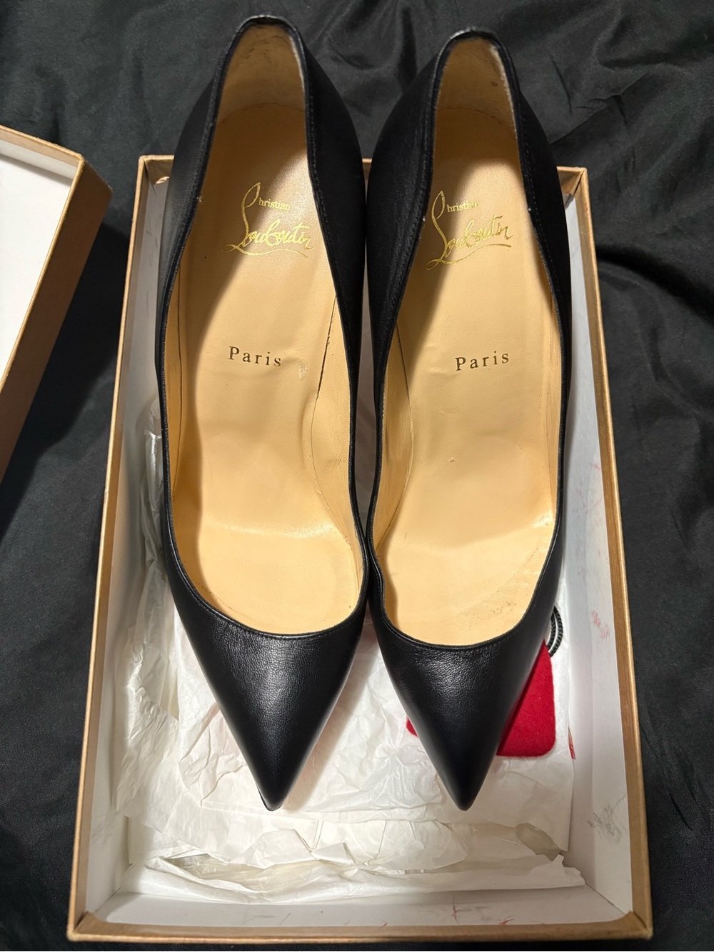 Christian Louboutin Black Pointed Leather Stiletto Pumps